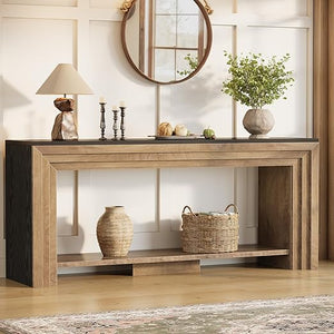 70.9-Inch Farmhouse Console Table with Storage Shelf