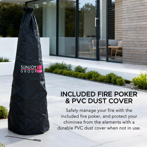 2-in-1 Chiminea Fire Pit & Grill, 57" Tall Outdoor Fireplace