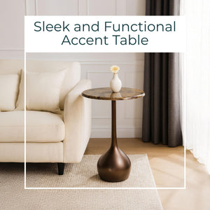 Marble Accent End Table with Metal Base