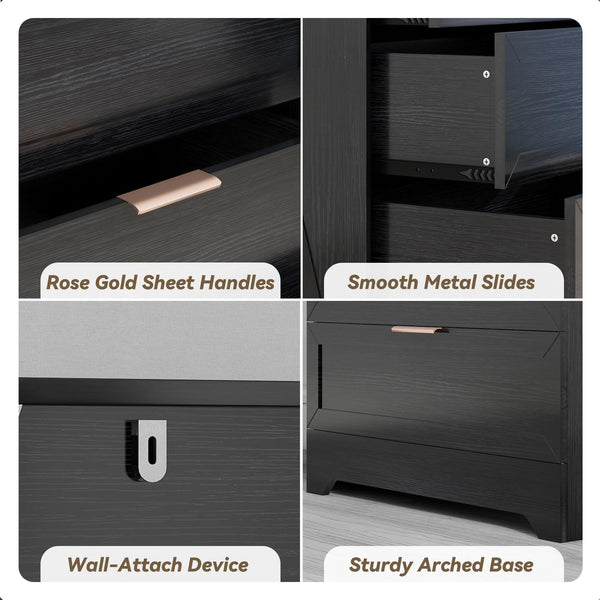 4-Drawer Bedroom Dresser with Gold Handles