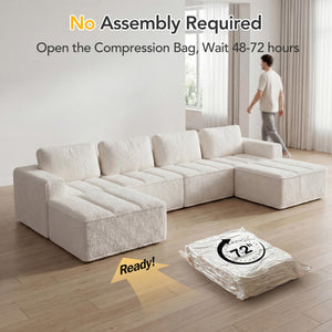 Modular Sectional Sofa with Ottoman - U-Shaped Cloud Couch