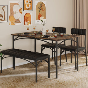 Dining Table Set for 4 with Chairs and Bench
