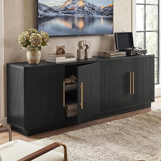 Fluted TV Stand & Entertainment Center – 70" Media Console with Storage