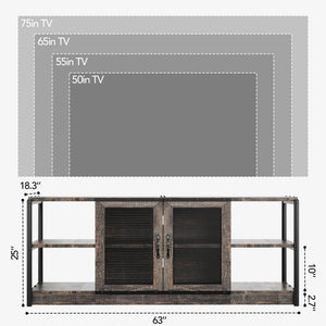 65-75 Inch Farmhouse TV Stand with Storage Cabinet
