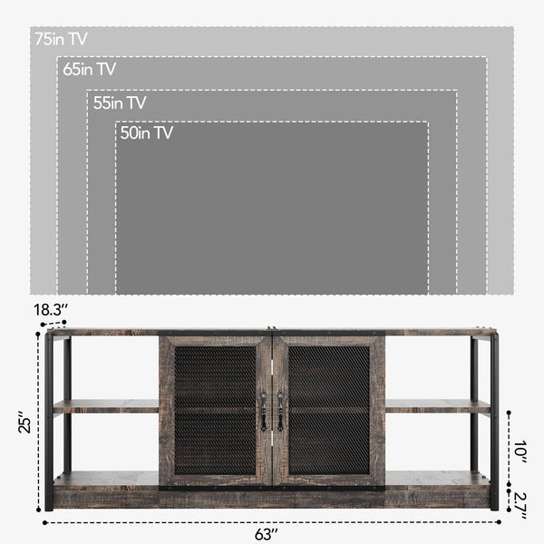 65-75 Inch Farmhouse TV Stand with Storage Cabinet