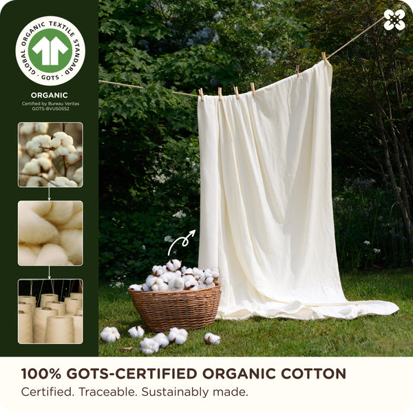 Organic Cotton Sheet Set – Sateen Weave, Deep Pocket, Queen & King