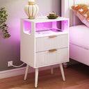 Nightstand with Charging Station and LED Lights