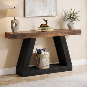 Farmhouse Console Table 55-Inch with Storage