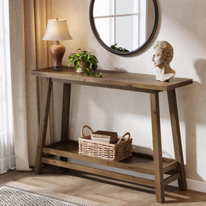 Farmhouse Console Table with Storage Shelf