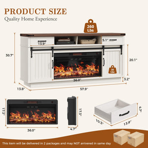 Fireplace TV Stand with Electric Fireplace & LED Lights