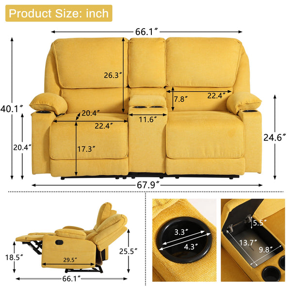 2-Seat Reclining Loveseat with Console & Cup Holders