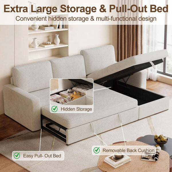 81.5" L-Shaped Sleeper Sofa Bed with Storage Chaise