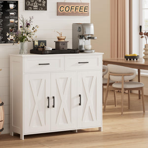 Sideboard Buffet Cabinet with Drawers, Doors & Adjustable Shelves