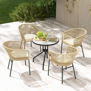 Patio Dining Chairs Set of 4 with Cushions & Armrests