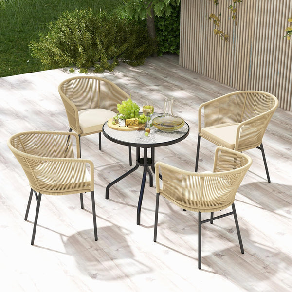 Patio Dining Chairs Set of 4 with Cushions & Armrests