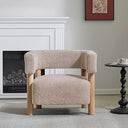 Low Profile Boucle Accent Chair with Round Backrest