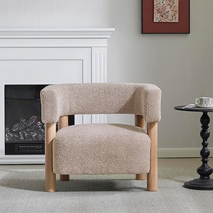 Low Profile Boucle Accent Chair with Round Backrest