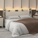 Headboard with Shelves, Charging Station & LED Light