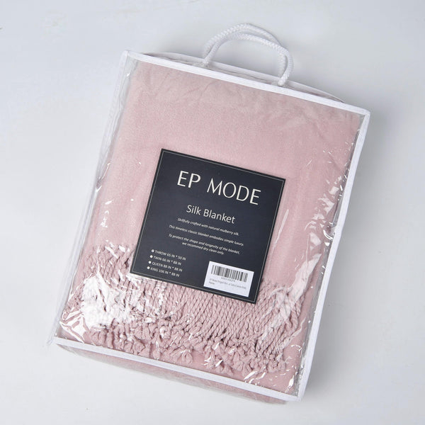 Fringed Mulberry Silk Throw Blanket