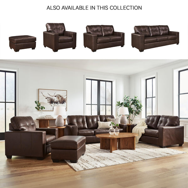 Dark Brown Leather Rectangular Ottoman