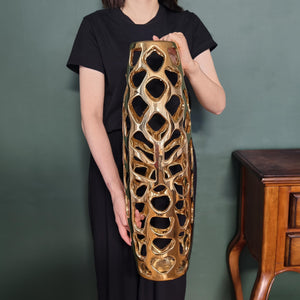 Gold Ceramic Floor Vase 24 Inch