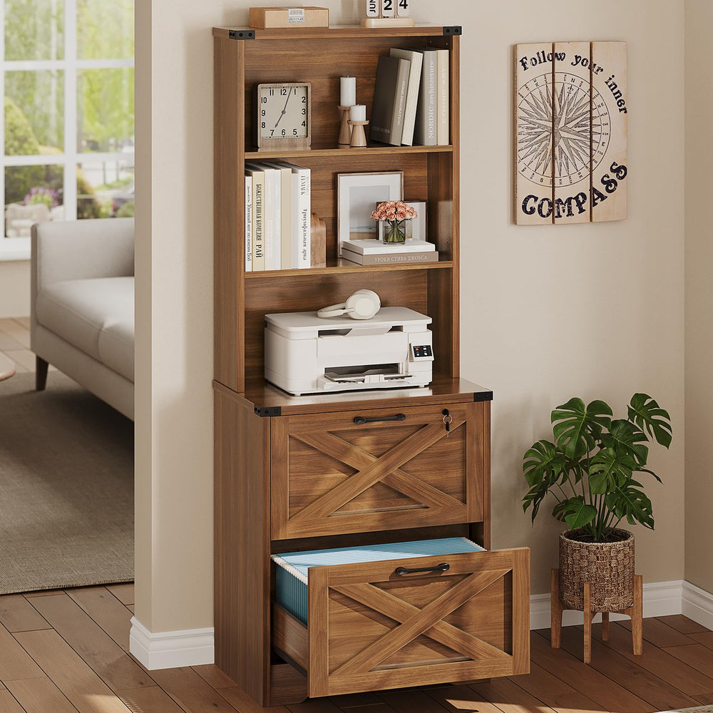 2-Drawer File Cabinet with Lock & Adjustable Shelf