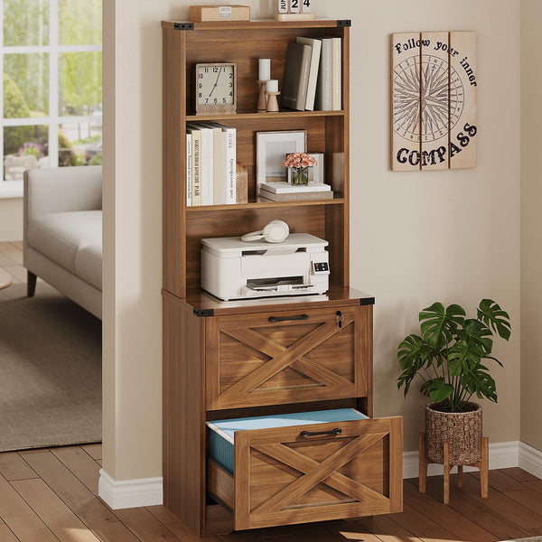 2-Drawer File Cabinet with Lock & Adjustable Shelf