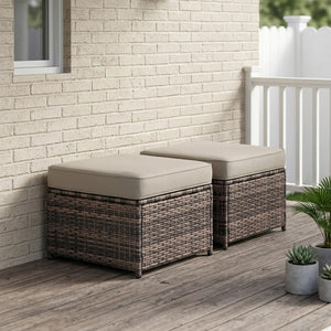 2-Piece Patio Sofa Ottomans with 4.3" Thick Cushions