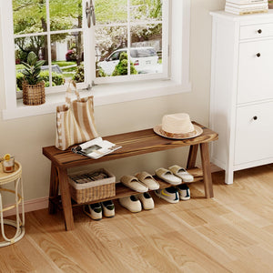 Farmhouse Wood Entryway Bench