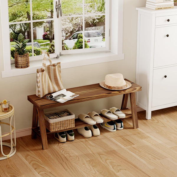 Farmhouse Wood Entryway Bench