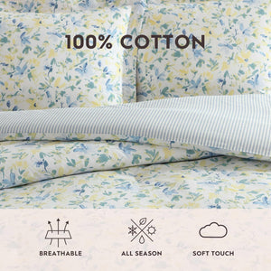 Floral Cotton Comforter Bedding Set with Shams & Pillows