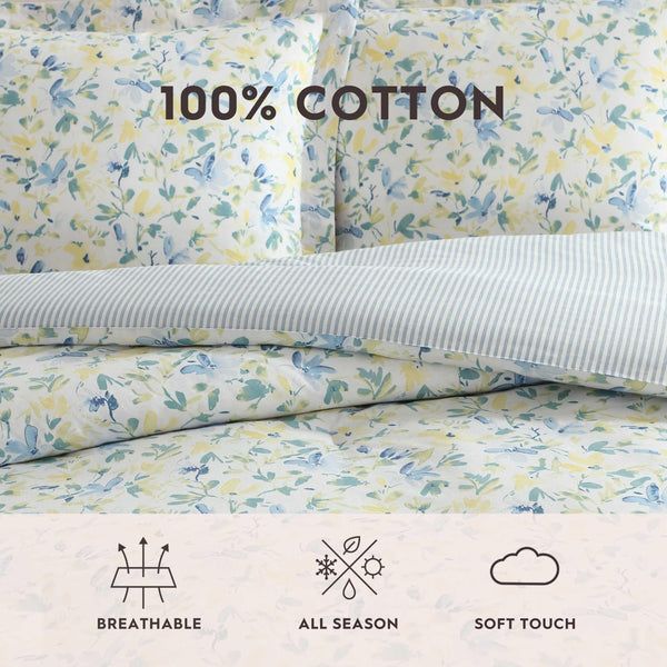 Floral Cotton Comforter Bedding Set with Shams & Pillows