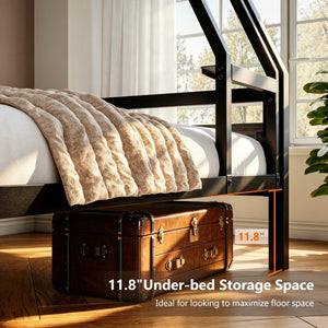 Metal Bunk Bed Twin over Full with Full-Length Guardrail