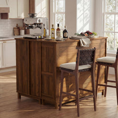 L-Shaped Bar Cabinet with Charging Station