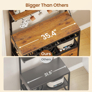 6-Tier Baker's Rack with Power Outlets, LED Lights & Wine Rack