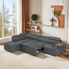 U-Shaped Sectional Sleeper Sofa with Pull-Out Bed