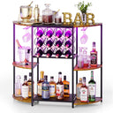 3-Tier Wine Bar Cabinet with LED Lights
