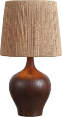 23" Rustic Farmhouse Resin Gourd LED Table Lamp with Paper Rope Shade