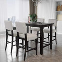 5-Piece Counter Height Dining Table Set with 4 Cushioned Chairs