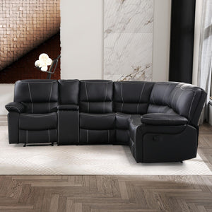 L-Shaped Recliner Sectional Sofa with Cup Holders & Storage