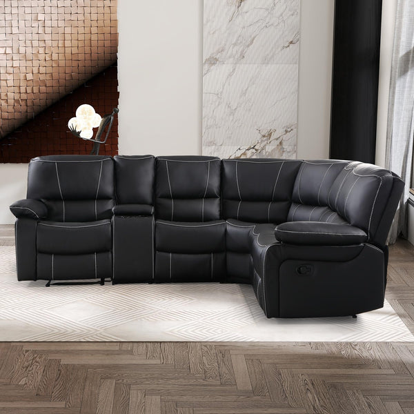 L-Shaped Recliner Sectional Sofa with Cup Holders & Storage