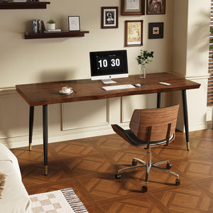 55-Inch Solid Wood Live Edge Desk with Metal Frame