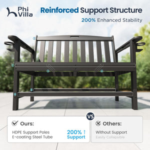HDPE Outdoor Patio Bench with Armrests – 2-3 Person, 700 lbs Capacity