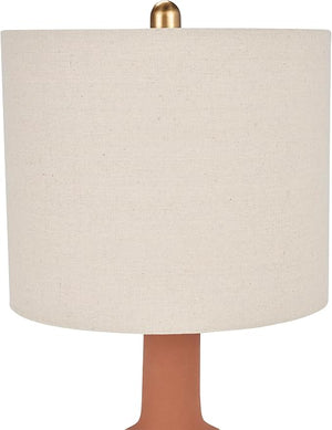 22" Terracotta Orange Ceramic Table Lamp with Oatmeal Linen Shade