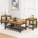 3-Piece Industrial Coffee Table Set with 2 End Tables