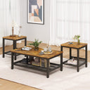 3-Piece Industrial Coffee Table Set with 2 End Tables