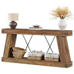 70.9" Farmhouse Console Table with 2-Tier Storage