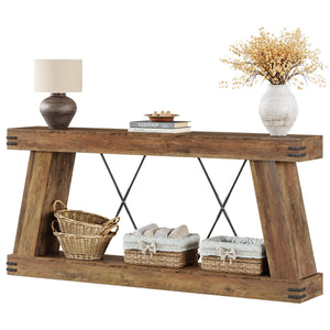 70.9" Farmhouse Console Table with 2-Tier Storage