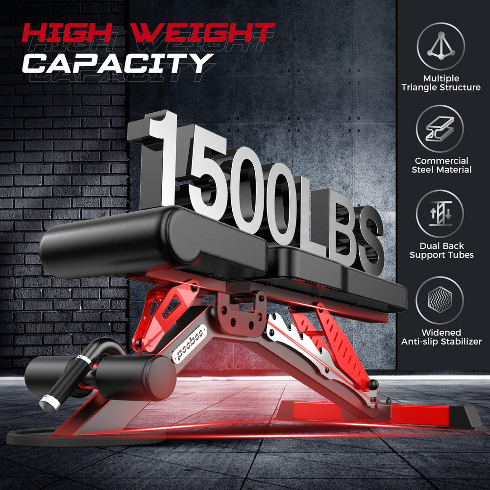 Adjustable Weight Bench – Flat, Incline & Decline, 1500 LBS Capacity