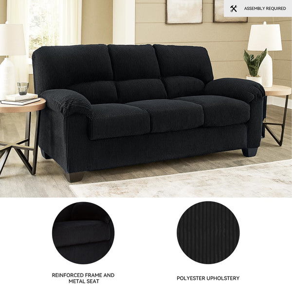 Contemporary Corduroy Sofa – 3-Seat Living Room Couch